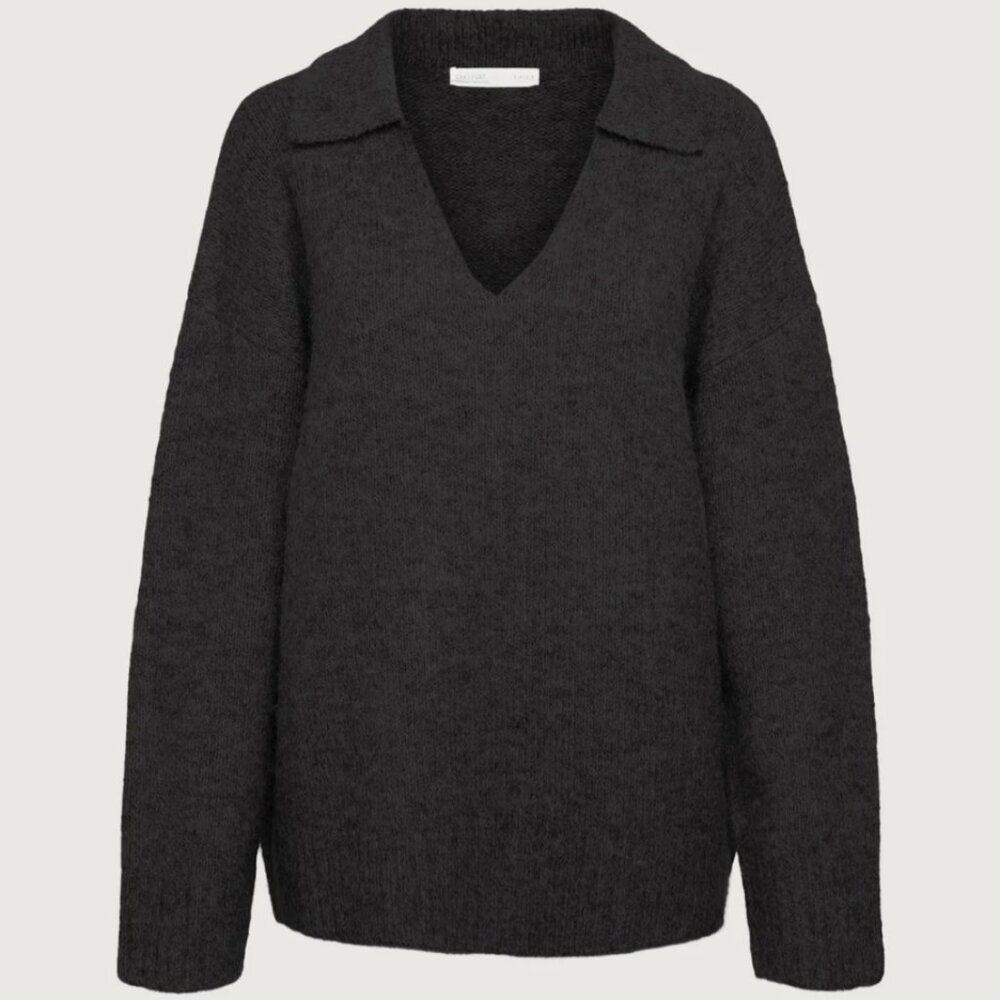 Oak + Fort Oversized Collared V-Neck Sweater - S-M